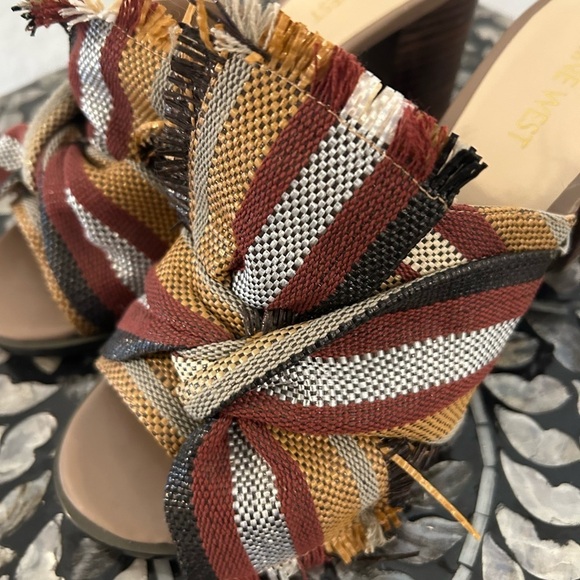 Nine West Shoes - Bohemian woven fabric slides heels open toe mule Nine West Boho Earthy